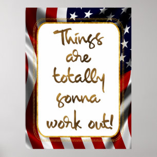 Elegant Faux Gold Foil USA flagga inspiration Quot Poster