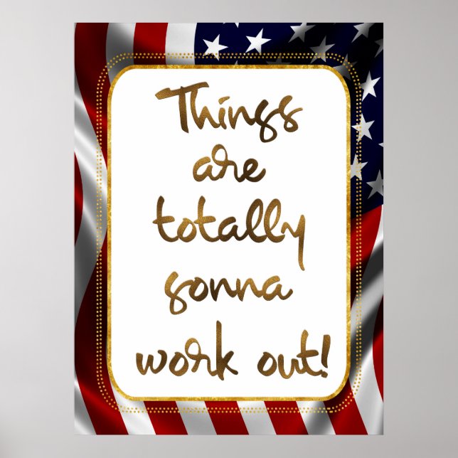 Elegant Faux Gold Foil USA flagga inspiration Quot Poster (Framsidan)