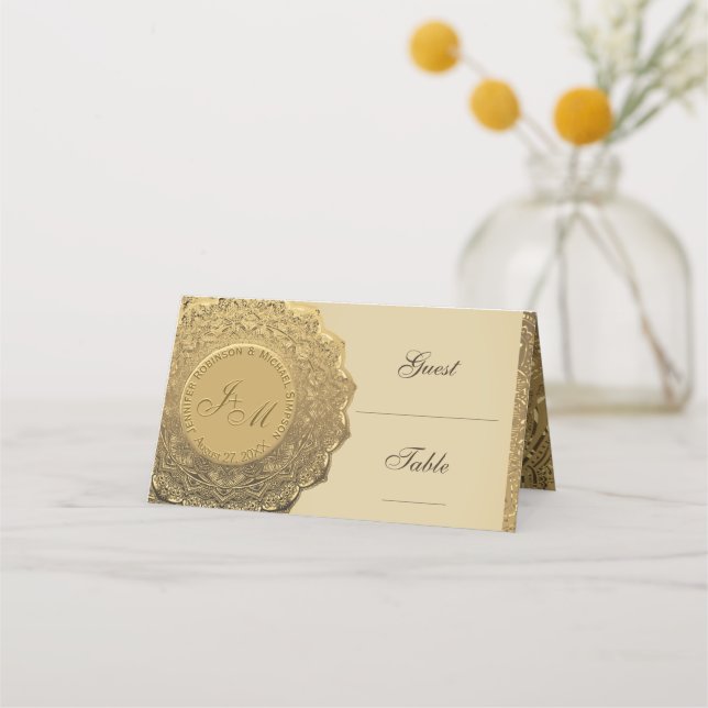 Elegant Faux Gold Foil-utseende Placeringskort (Framsida)