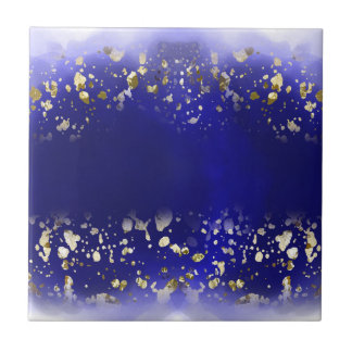 Elegant Faux Gold Glitter sparkle Blue Kakelplatta