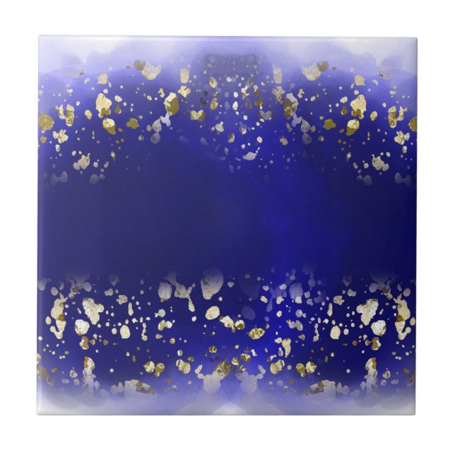 Elegant Faux Gold Glitter sparkle Blue  Kakelplatta (Framsidan)