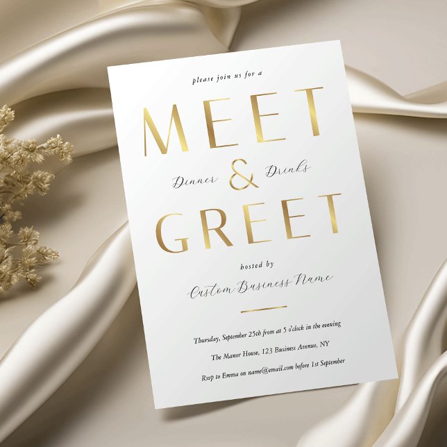 Elegant Faux Gold Meet & Greet Corporate Business Inbjudningar (Skapare uppladdad)
