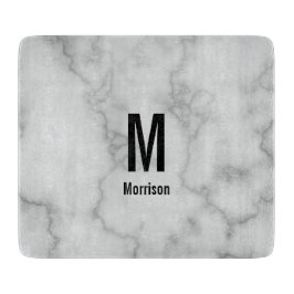 Elegant Faux Grått Marble med Namn och Monogram