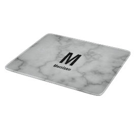 Elegant Faux Grått Marble med Namn och Monogram