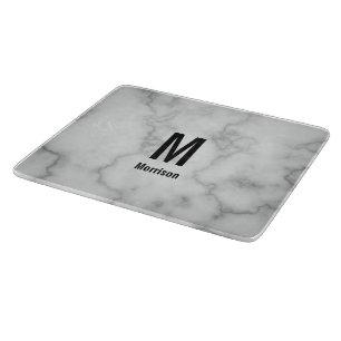 Elegant Faux Grått Marble med Namn och Monogram