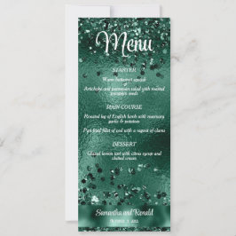 Elegant Faux Grönt Glitter och Foil Bröllop Menu Inbjudningar
