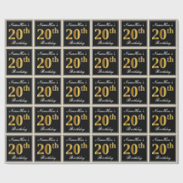 Elegant, Faux Guld 20:e födelsedagen + eget namn Presentpapper