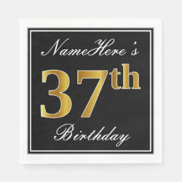 Elegant, Faux Guld 37:e födelsedagen + eget namn Pappersservett