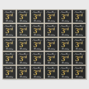 Elegant, Faux Guld 3:e födelsedagen + eget namn Presentpapper