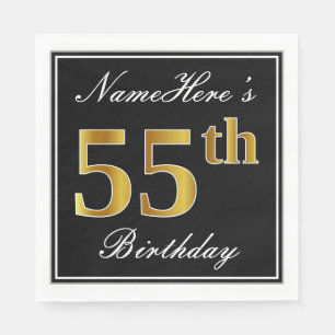 Elegant, Faux Guld 55th Birthday + Custom Name Pappersservett