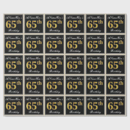 Elegant, Faux Guld 65e Birthday + Anpassat namn Presentpapper