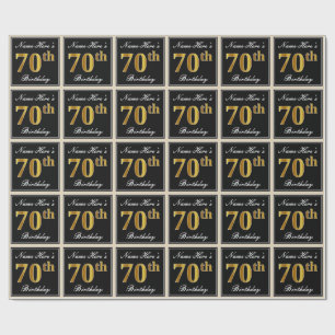 Elegant, Faux Guld 70th Birthday + Custom Name Presentpapper