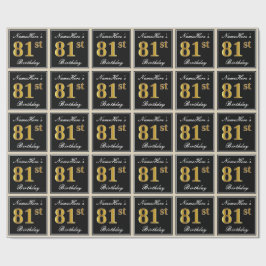 Elegant, Faux Guld 81:a födelsedag + eget namn Presentpapper