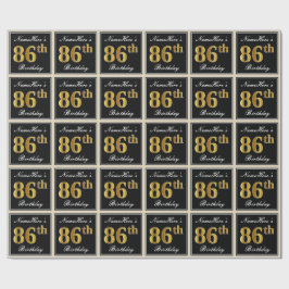 Elegant, Faux Guld 86:e födelsedagen + eget namn Presentpapper
