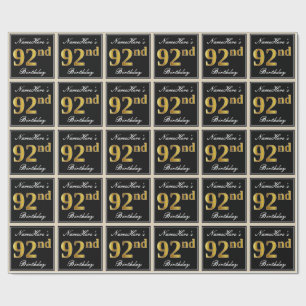 Elegant, faux Guld 92:a födelsedagen + eget namn Presentpapper