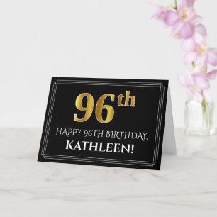 Elegant Faux Guld: "96:e" födelsedagen + Namn Kort