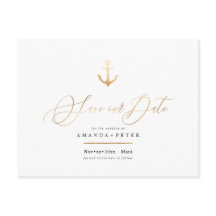 Elegant Faux Guld Anchor, nautiskt spara datumet