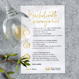 Elegant Faux Guld Bachelorette Scavenger Hunt Game