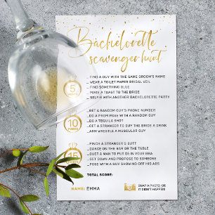 Elegant Faux Guld Bachelorette Scavenger Hunt Game