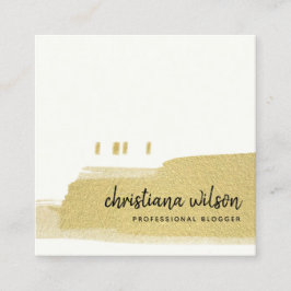 ELEGANT FAUX GULD BLACK BRUSH STROKE CALLIGRAPHY S FYRKANTIGT VISITKORT