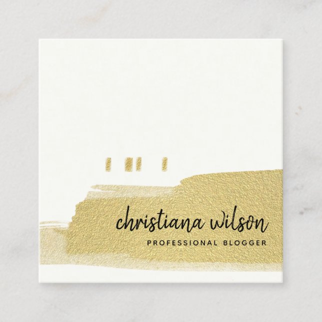 ELEGANT FAUX GULD BLACK BRUSH STROKE CALLIGRAPHY S FYRKANTIGT VISITKORT (Framsida)