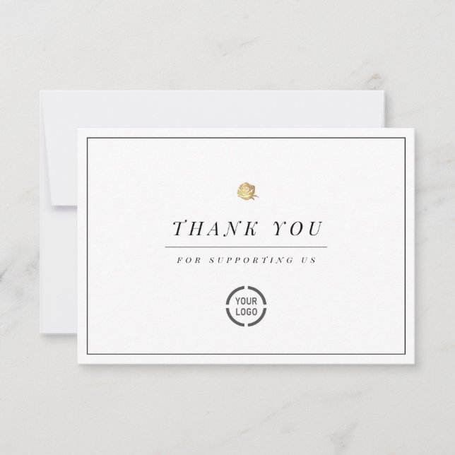 Elegant faux guld blommigt minimalist business tack kort (Framsida)