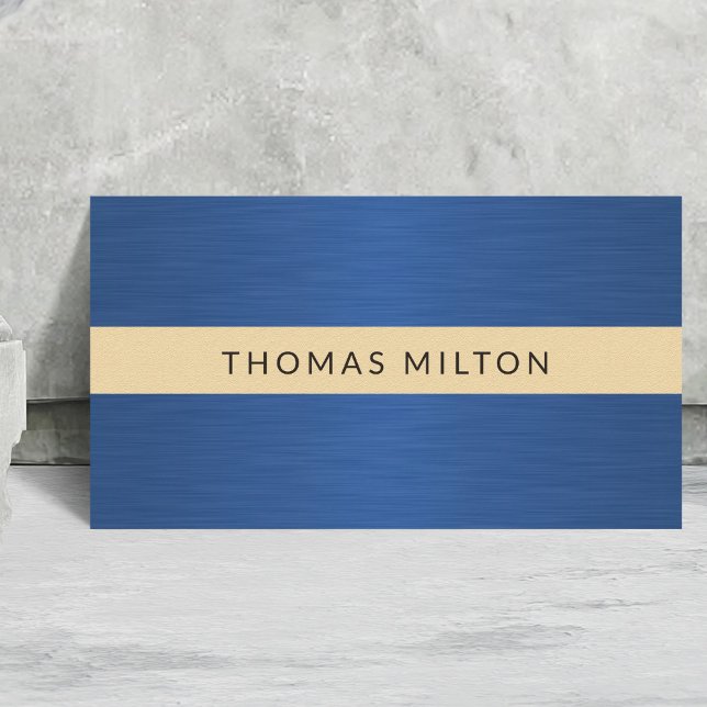Elegant Faux Guld Blue Metall Rand konsult Visitkort (Skapare uppladdad)