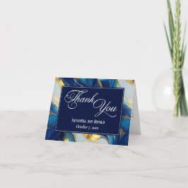 Elegant Faux Guld, Blue & White Bröllop Tack
