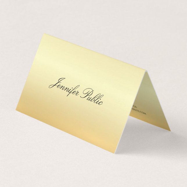 Elegant Faux Guld Calligraphed Modern Template Visitkort (Framsida)