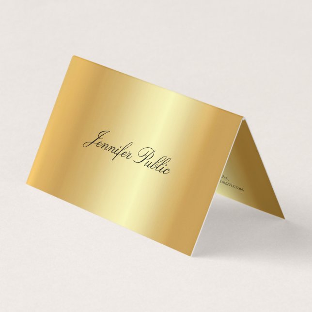Elegant Faux Guld Calligraphed Modern Template Visitkort (Framsida)