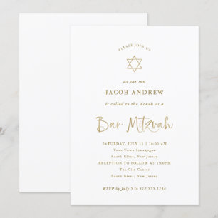 Elegant Faux Guld Calligraphy Pub Mitzvah Inbjudningar