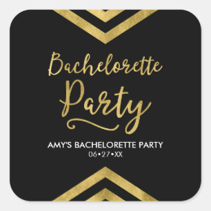 Elegant Faux Guld Chevron Bachelorette Party Fyrkantigt Klistermärke