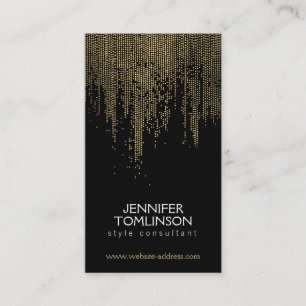 Elegant Faux Guld Confetti Dots Mönster Black II Visitkort