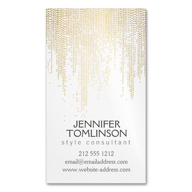 Elegant Faux Guld confetti Dots Mönster Visitkortmagnet (Framsida vertikal)
