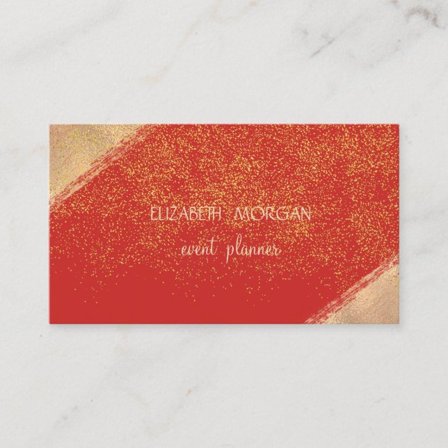 Elegant Faux Guld confetti,Red Visitkort (Framsida)