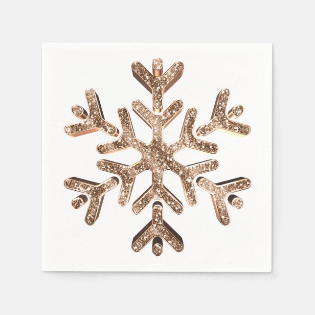 Elegant Faux Guld Diamonds Snowflake jul Pappersservett (Framsidan)