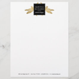Elegant Faux Guld Dragonfly Duo Letterhead Brevhuvud