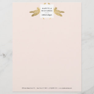 Elegant Faux Guld Dragonfly Duo på Rosa Brevhuvud