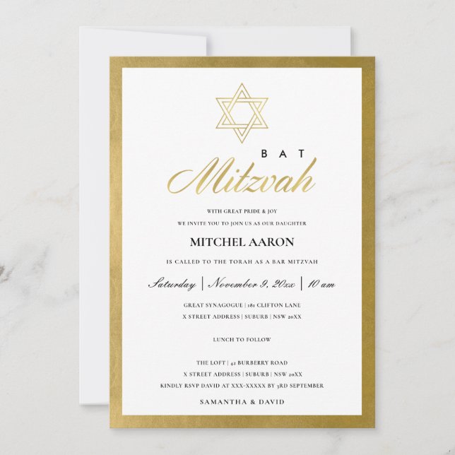 ELEGANT FAUX GULD ENKEL FLADDERMUS PUB MITZVAH INB TACK KORT (Framsida)