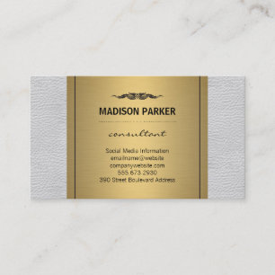 Elegant Faux Guld etikett Vita läder Visitkort