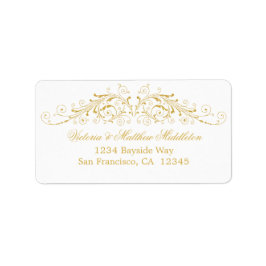 Elegant Faux Guld Flourish Damask Adressetikett