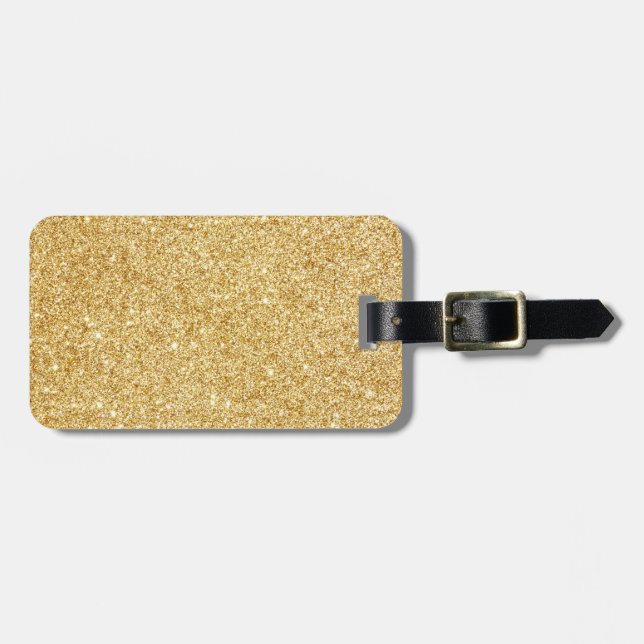 Elegant Faux Guld Glitter Bagagebricka (Horisontell Framsida)