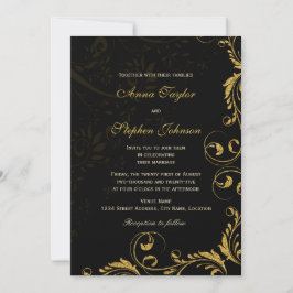 Elegant Faux Guld Glitter Blommigt Swirls Inbjudningar