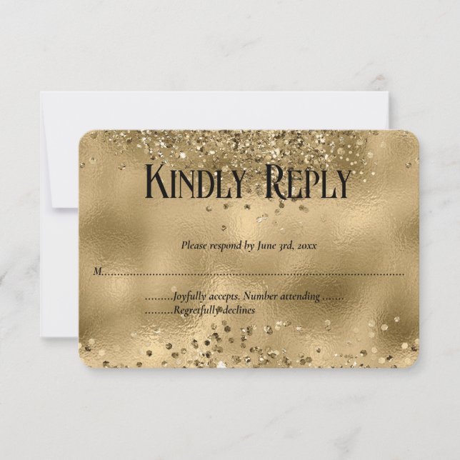 Elegant Faux Guld Glitter & Foil Bröllop OSA card (Framsida)