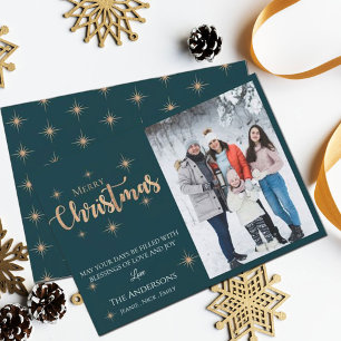 Elegant Faux Guld Glitter God jul Photo Julkort