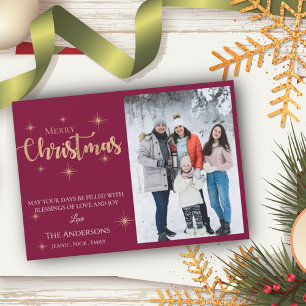 Elegant Faux Guld Glitter God jul Photo Julkort
