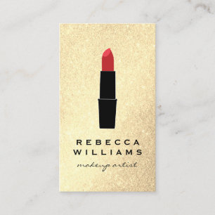 Elegant Faux Guld Glitter Lipstick Visitkort