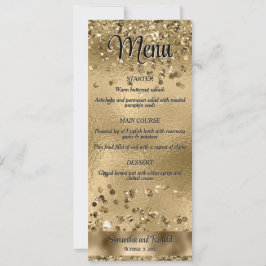 Elegant Faux Guld Glitter och Foil Bröllop Menu Inbjudningar