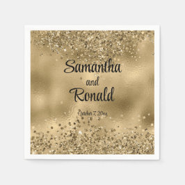 Elegant Faux Guld Glitter och Foil Bröllop Pappersservett