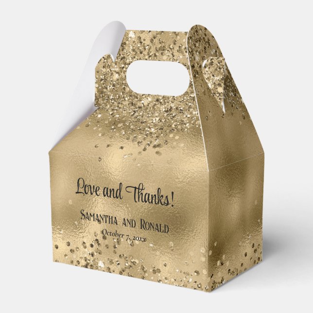 Elegant Faux Guld Glitter och Foil Bröllop Presentaskar (Framsidan Sidan)